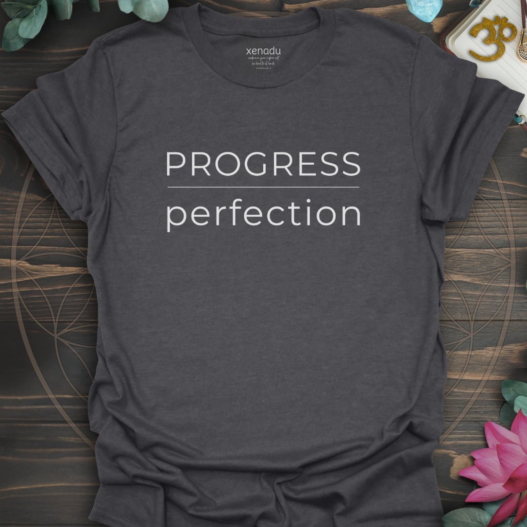 Progress Over Perfection Tee Dark Heather Grey T-Shirt