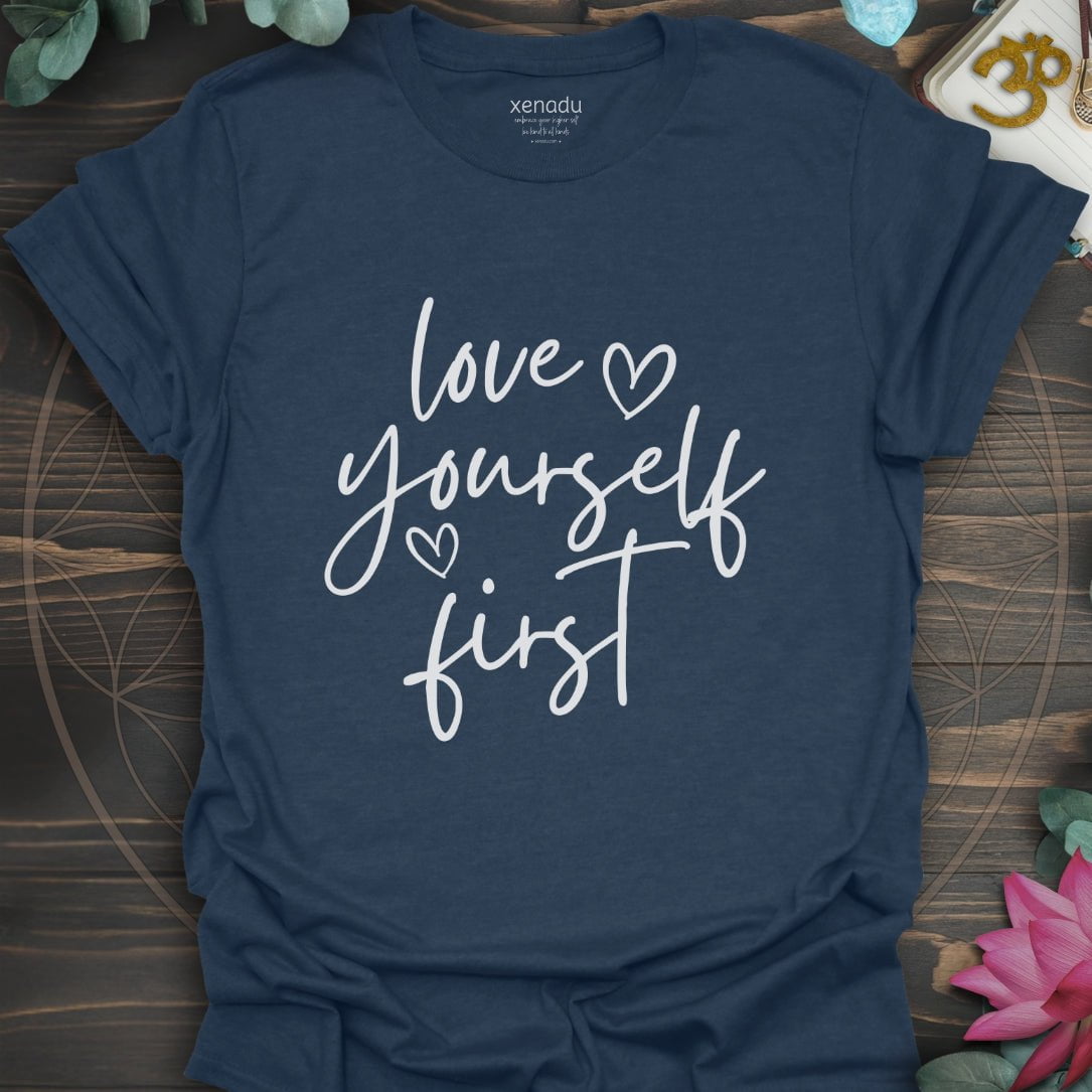 Love Yourself First Tee Heather Navy T-Shirt