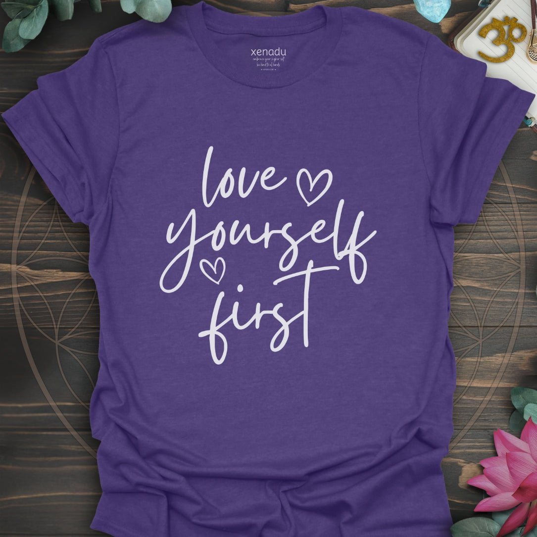 Love Yourself First Tee Heather Purple T-Shirt