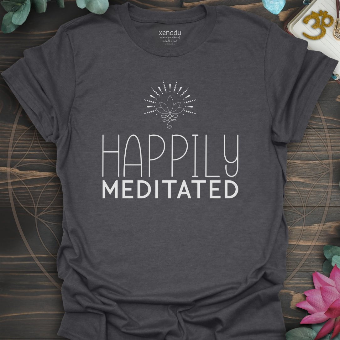Happily Meditated Tee Dark Heather Grey T-Shirt