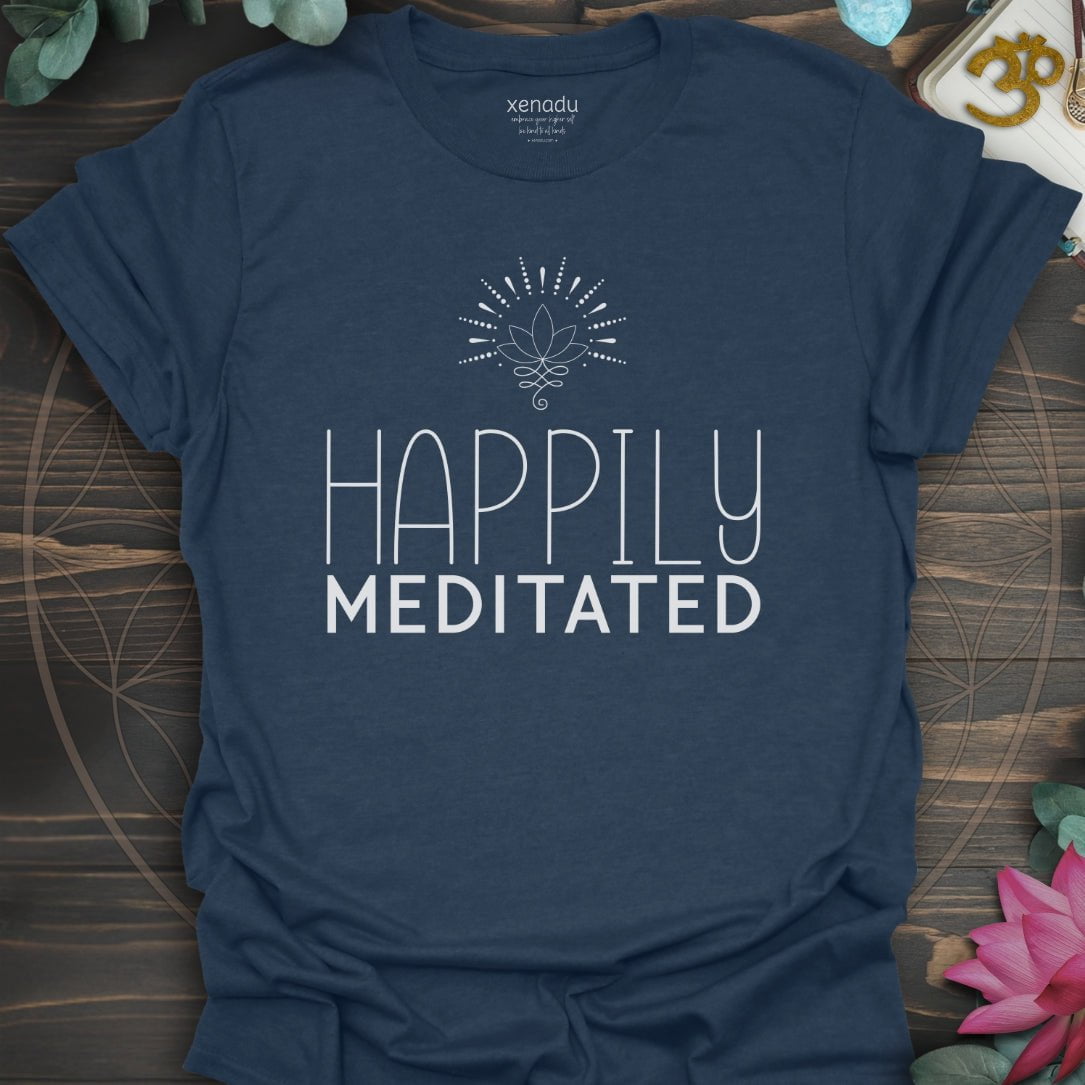 Happily Meditated Tee Heather Navy T-Shirt
