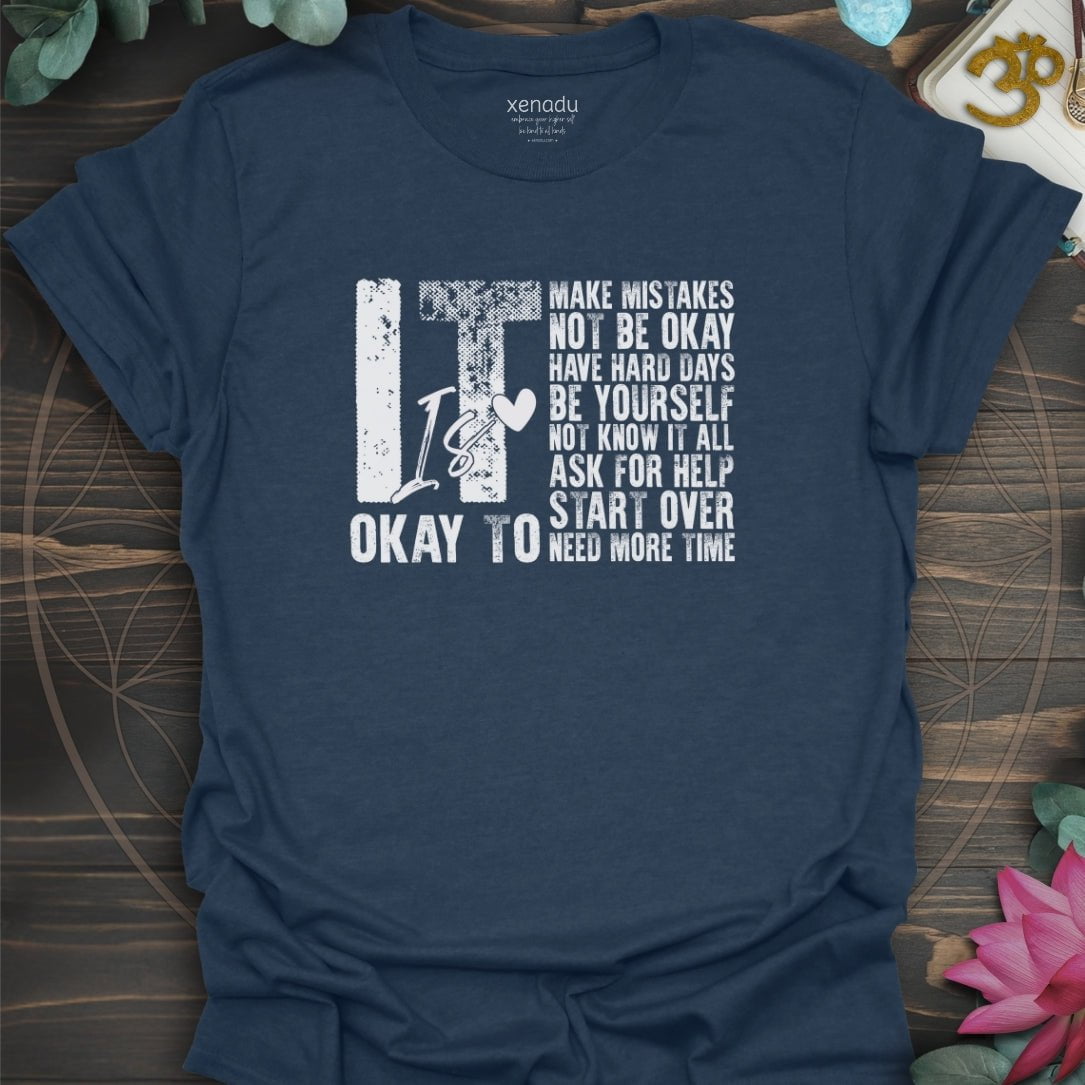 It is Okay Tee Heather Navy T-Shirt