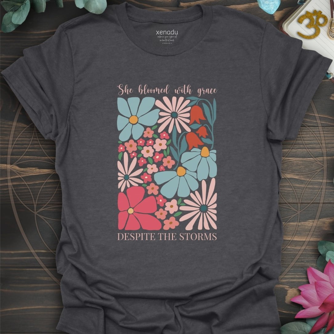 She Bloomed Tee Dark Heather Grey T-Shirt