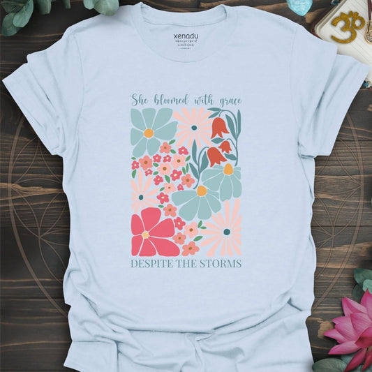 She Bloomed Tee Light Blue T-Shirt