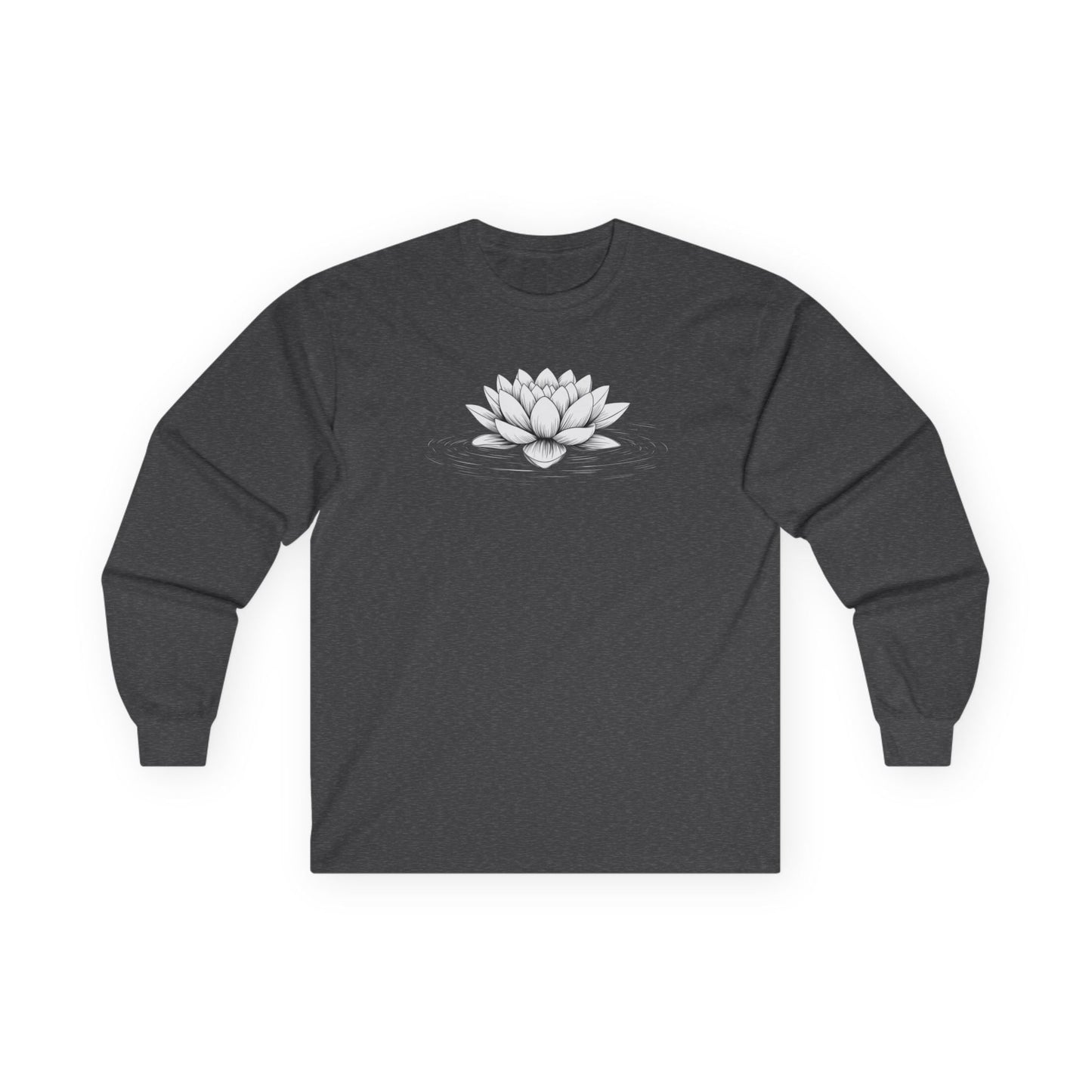 Floating Lotus Long Sleeve Tee Dark Heather Grey Long-sleeve