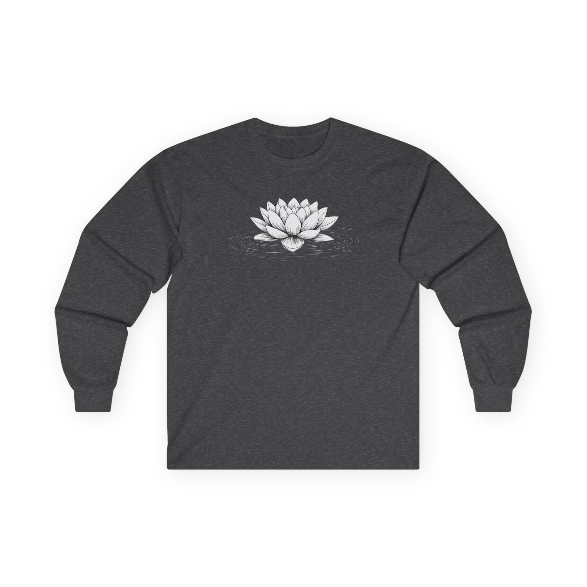 Floating Lotus Long Sleeve Tee Dark Heather Grey Long-sleeve