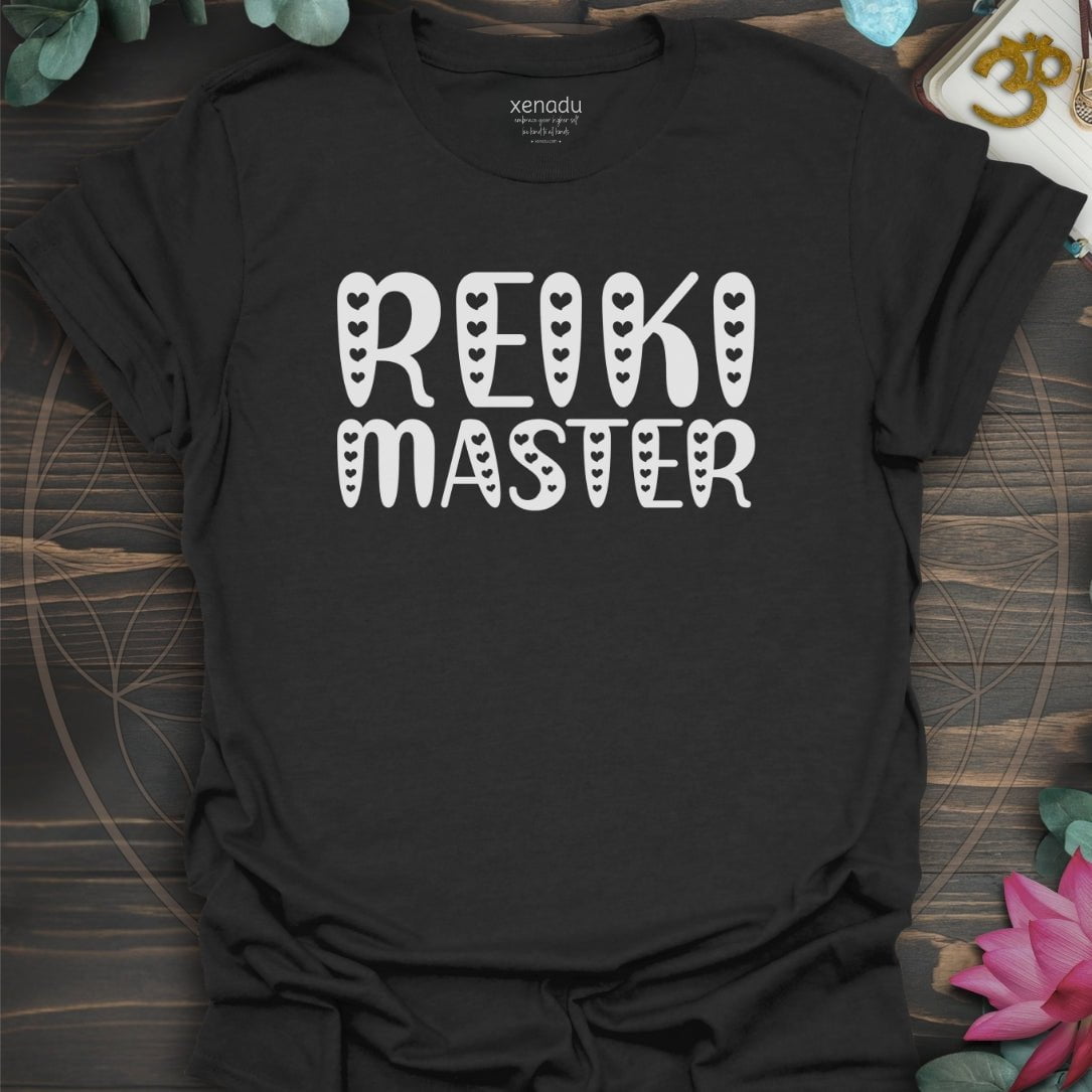 Reiki Master Hearts Tee Black T-Shirt