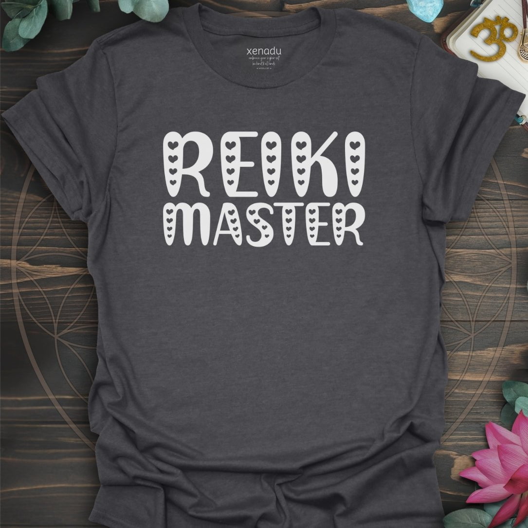 Reiki Master Hearts Tee Dark Heather Grey T-Shirt