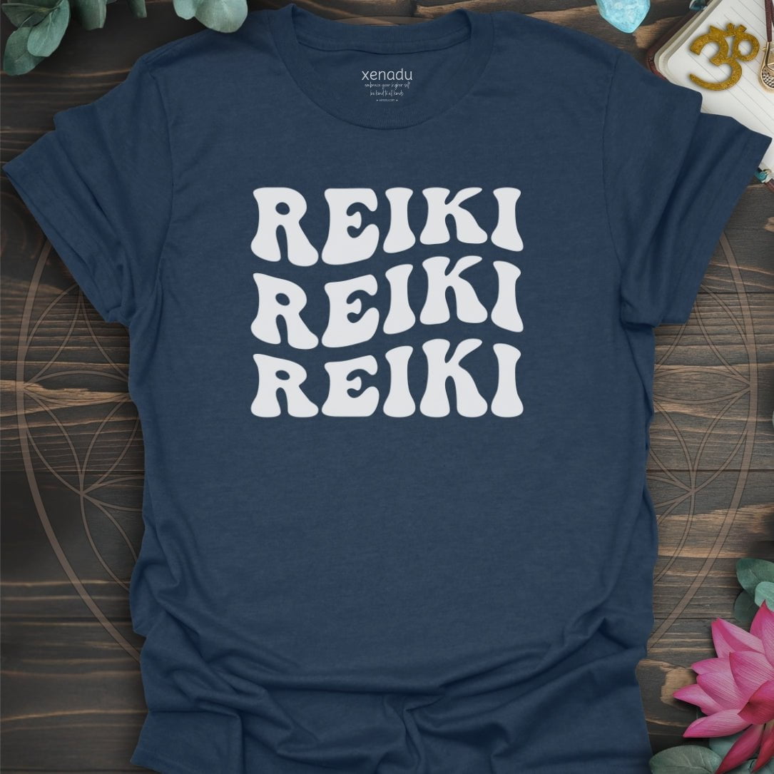 Reiki Reiki Reiki Tee Heather Navy T-Shirt