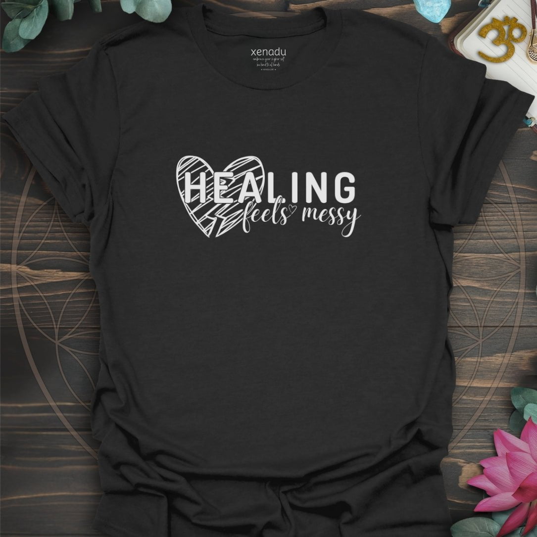 Healing Feels Messy Tee Black T-Shirt