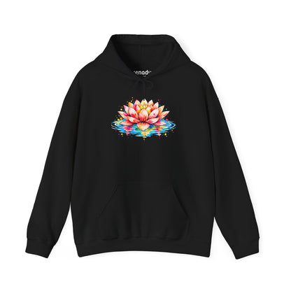 Watercolor Lotus Hoodie Black Hoodie