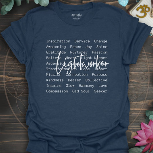Lightworker Words Tee Heather Navy T-Shirt