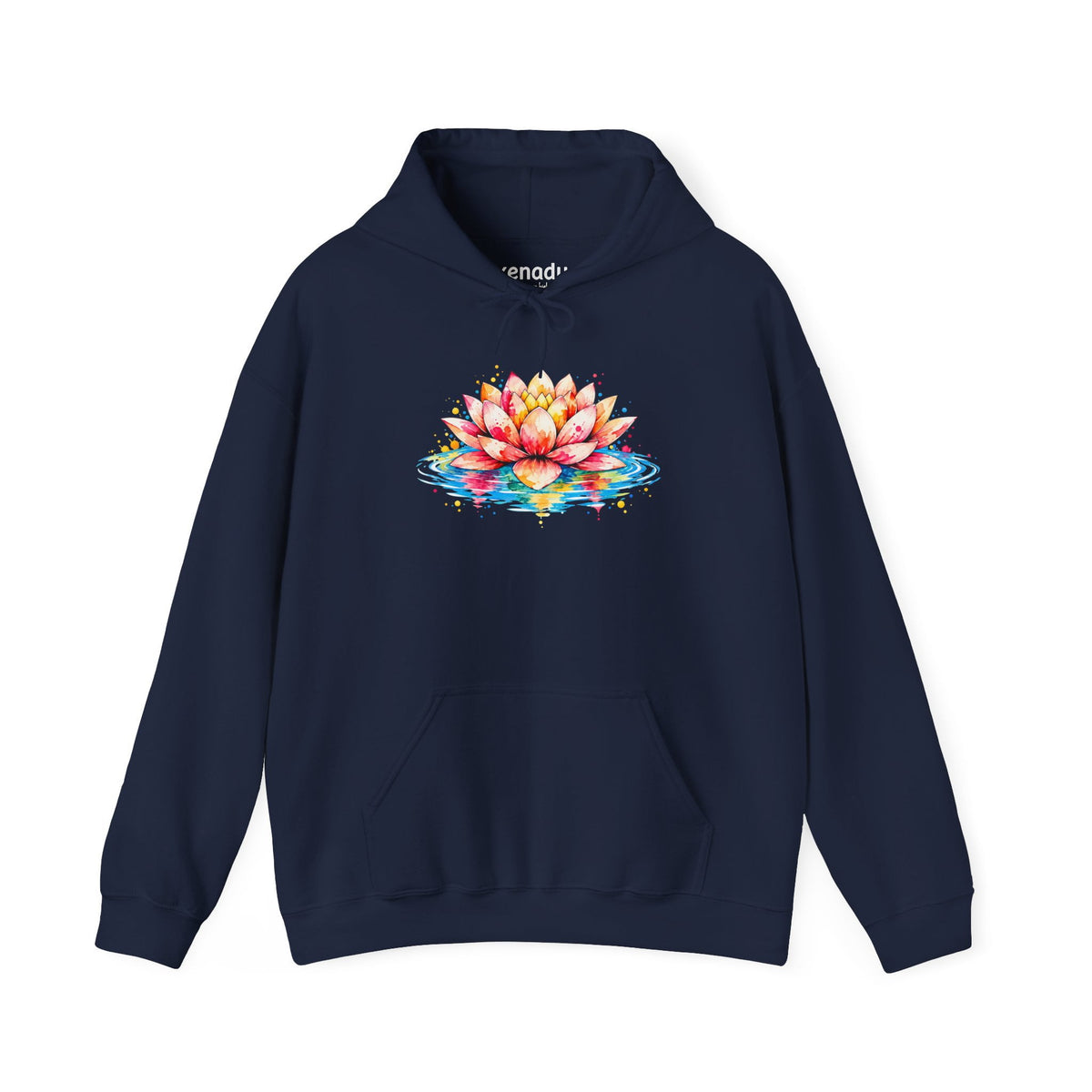 Watercolor Lotus Hoodie Navy Hoodie