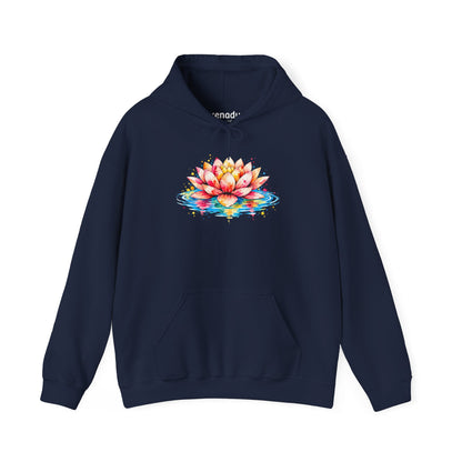 Watercolor Lotus Hoodie Navy Hoodie