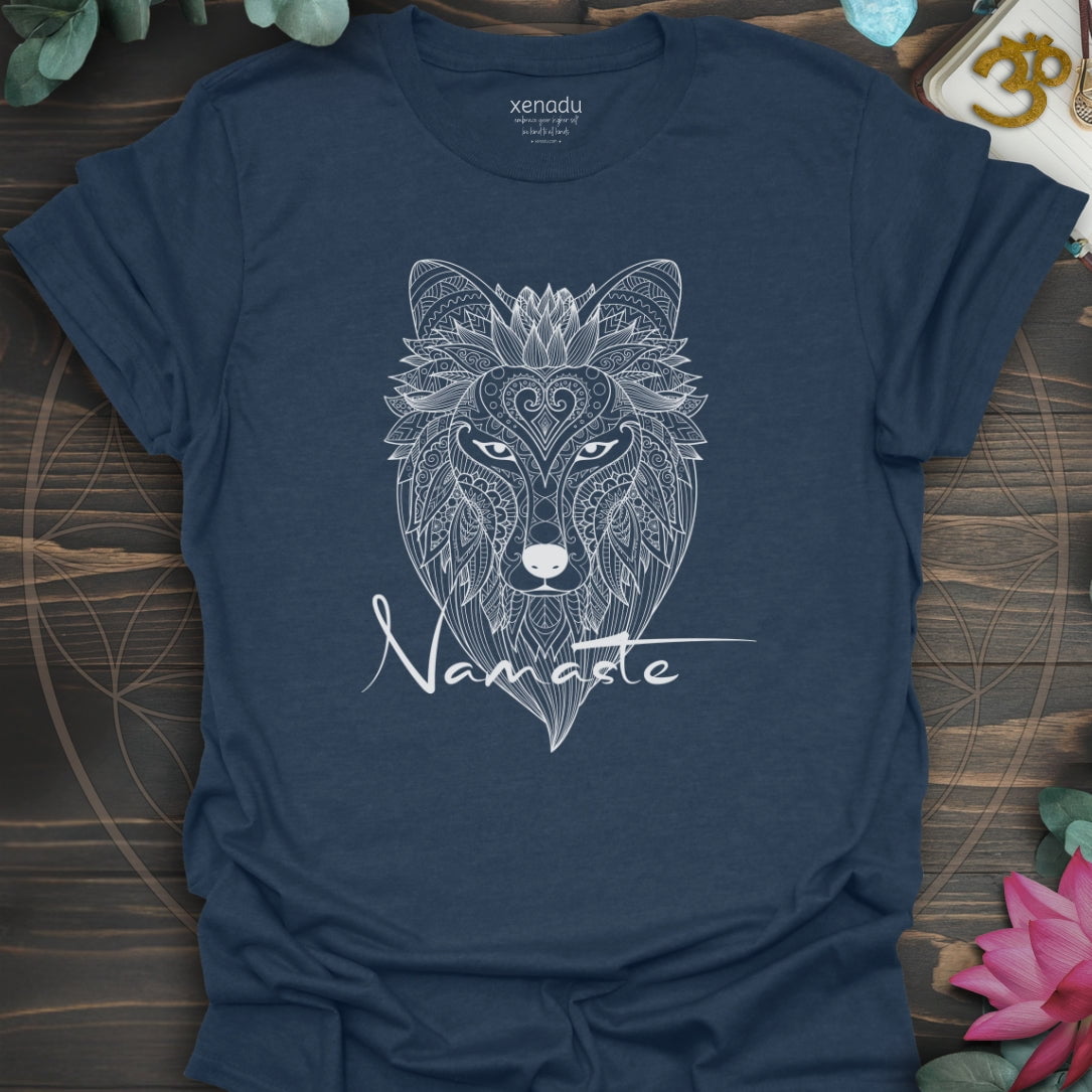 Namaste Wolf Tee Heather Navy T-Shirt