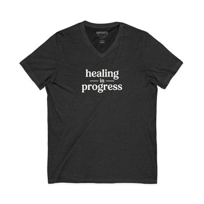 Healing in Progress V-Neck Tee Dark Heather Grey V-neck