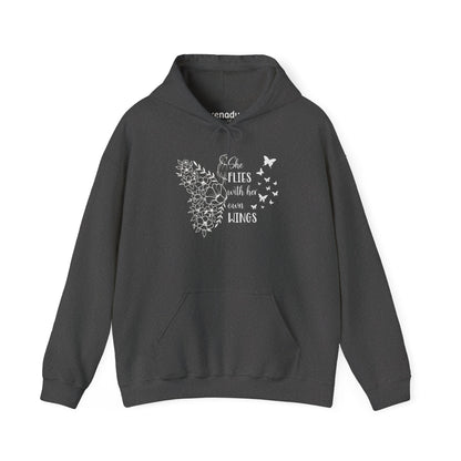 With Her Own Wings Hoodie Dark Heather Grey Hoodie