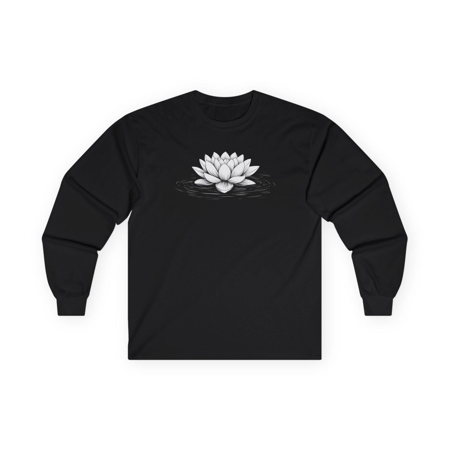 Floating Lotus Long Sleeve Tee Black Long-sleeve
