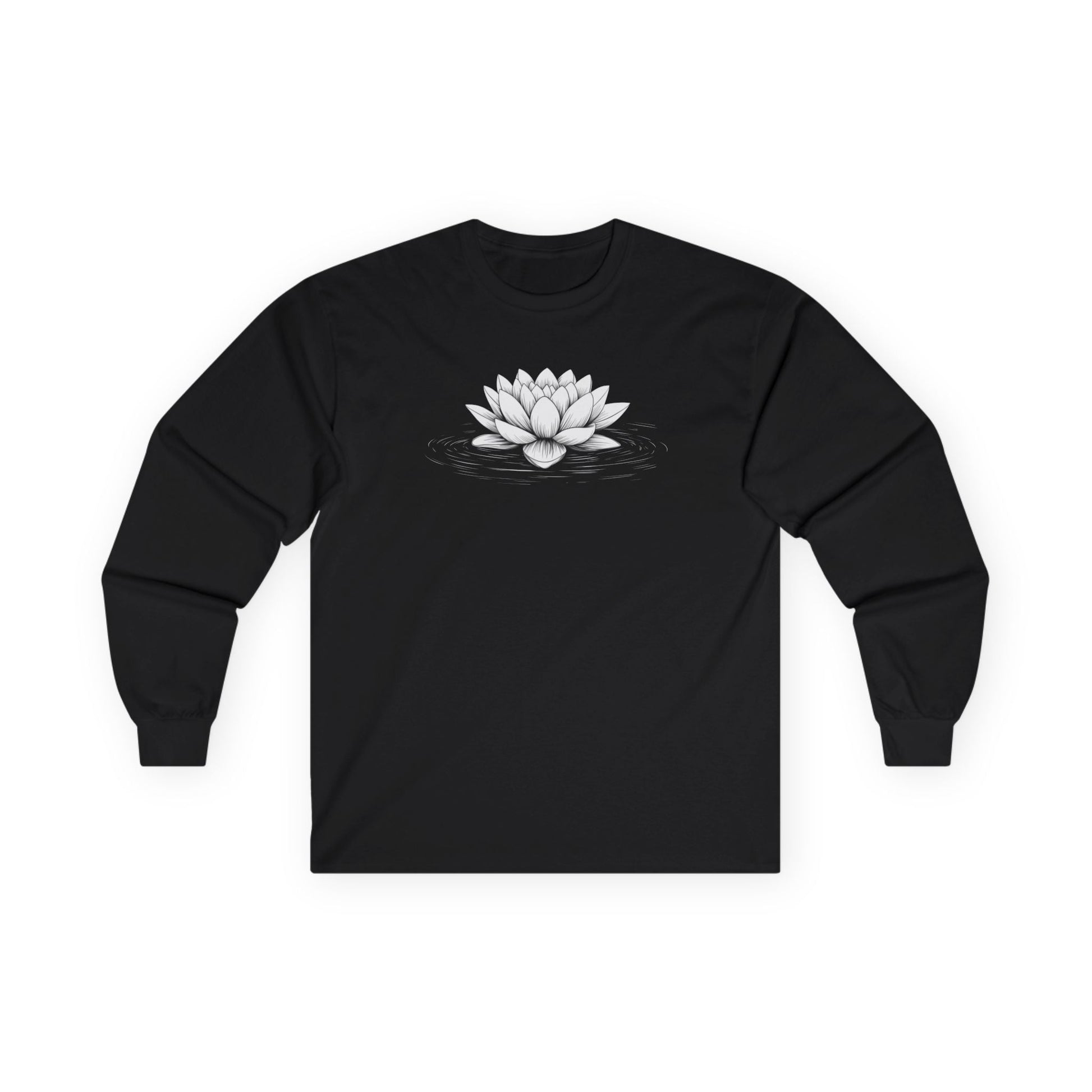 Floating Lotus Long Sleeve Tee Black Long-sleeve