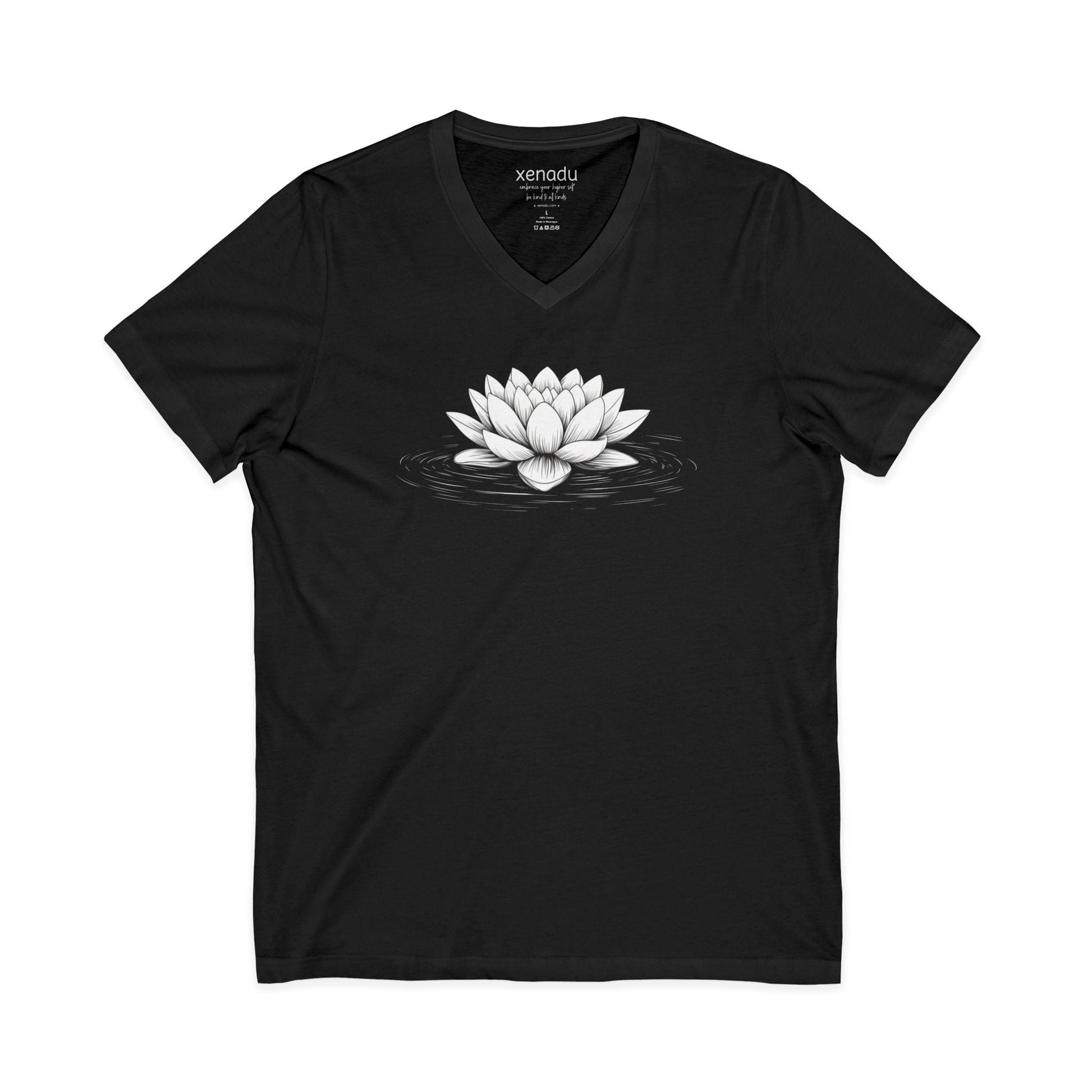 Floating Lotus V-Neck Tee Black V-neck