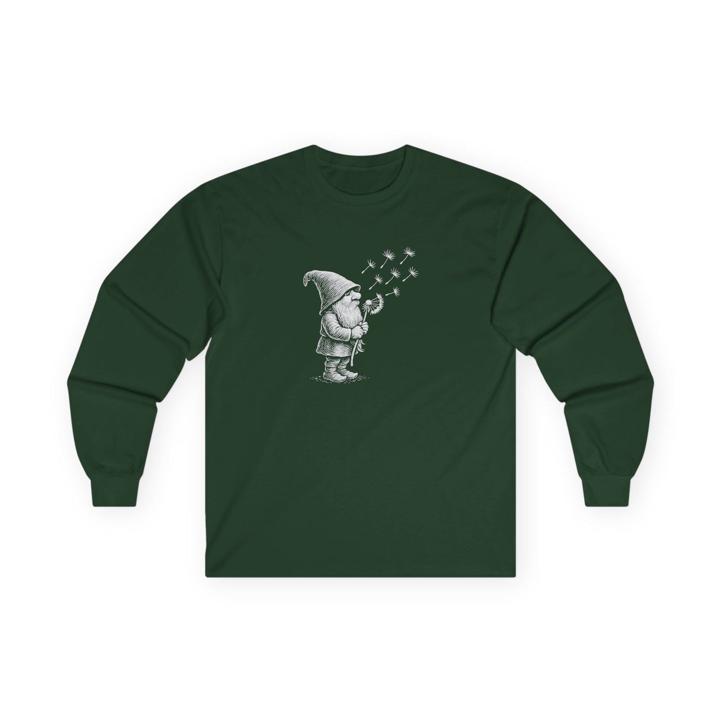 Wishing Gnome Long Sleeve Tee Forest Green Long-sleeve