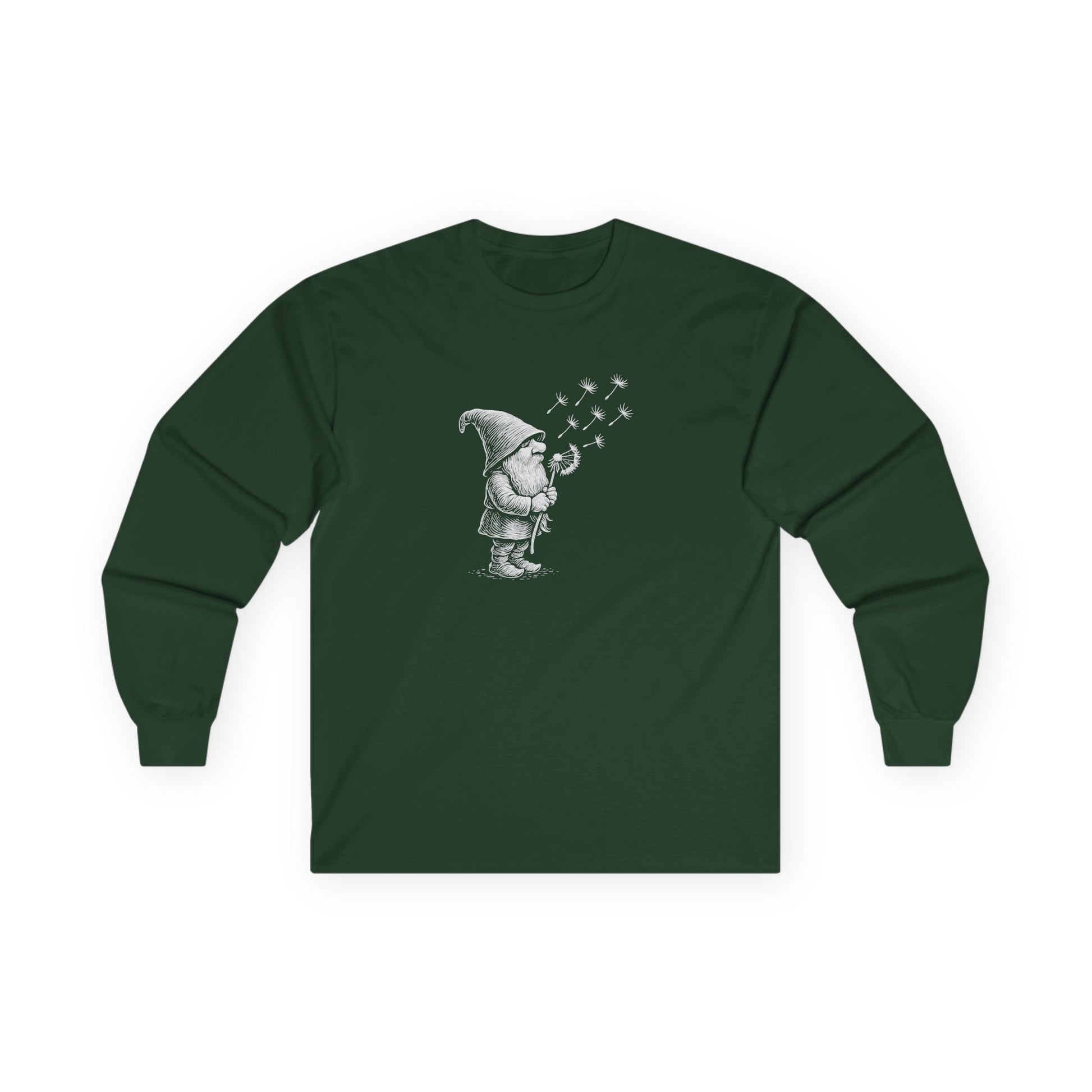 Wishing Gnome Long Sleeve Tee Forest Green Long-sleeve
