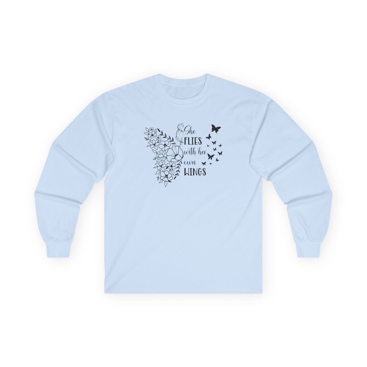 With Her Own Wings Long Sleeve Tee Light Blue Long-sleeve