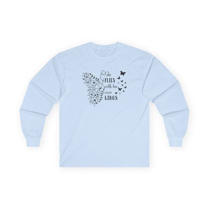 With Her Own Wings Long Sleeve Tee Light Blue Long-sleeve