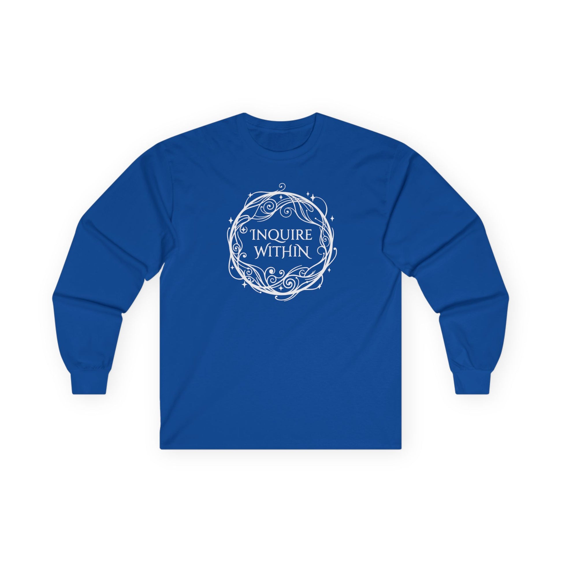 Inquire Within Long Sleeve Tee Royal Blue Long-sleeve