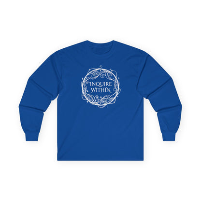 Inquire Within Long Sleeve Tee Royal Blue Long-sleeve