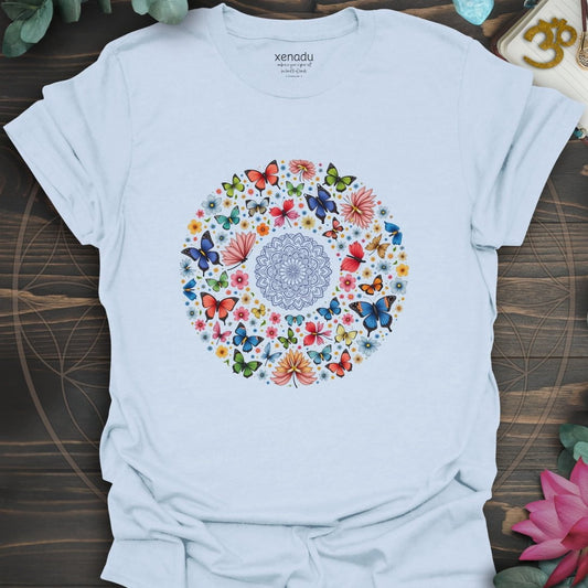 Bright Butterfly Mandala Tee Light Blue T-Shirt