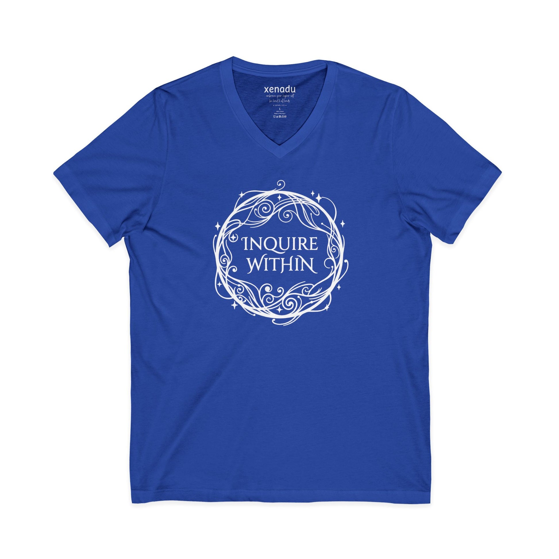 Inquire Within V-Neck Tee Royal Blue V-neck