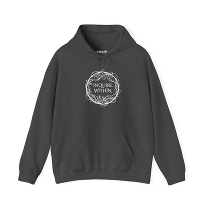 Inquire Within Hoodie Dark Heather Grey Hoodie