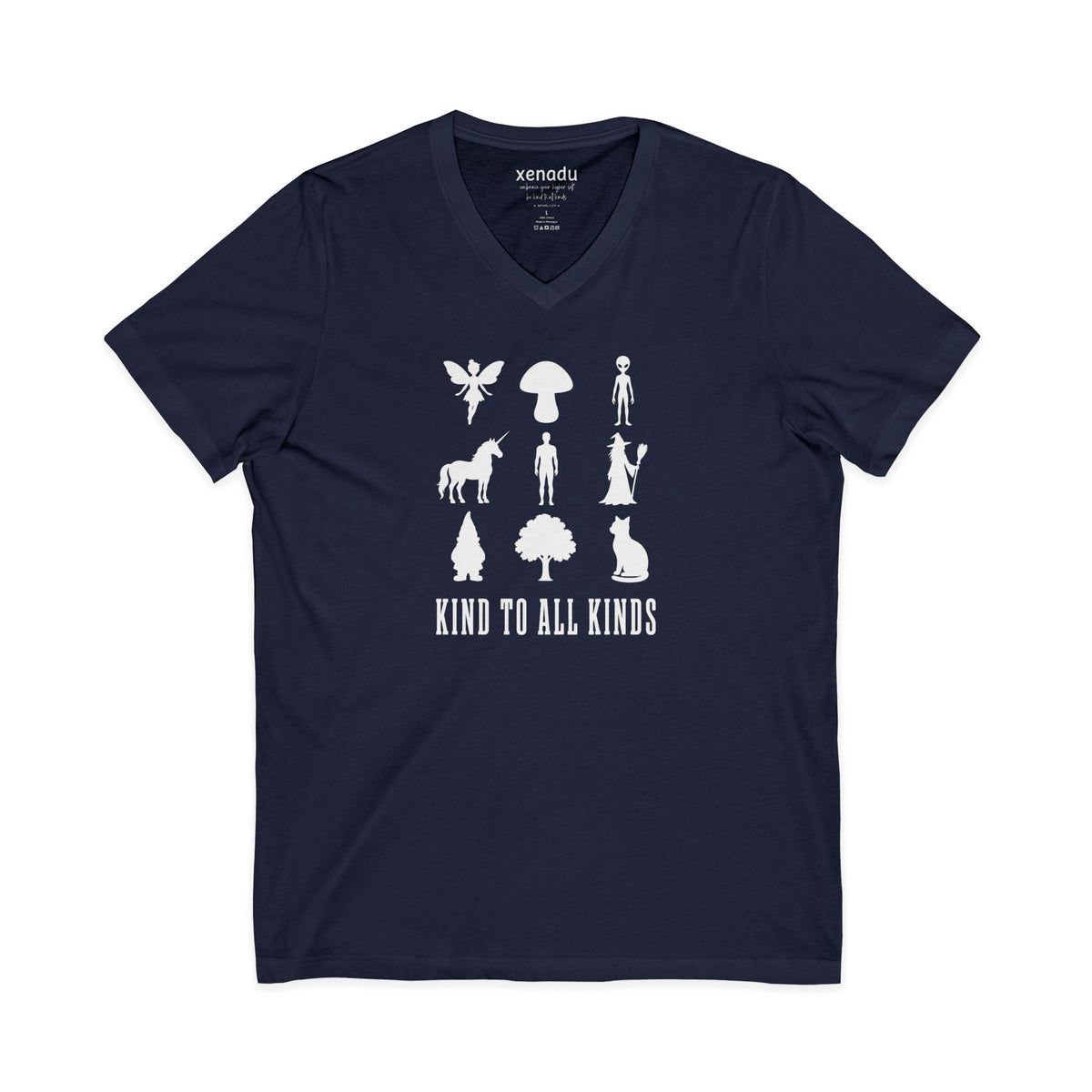I'm Kind To All Kinds V-Neck Tee Navy