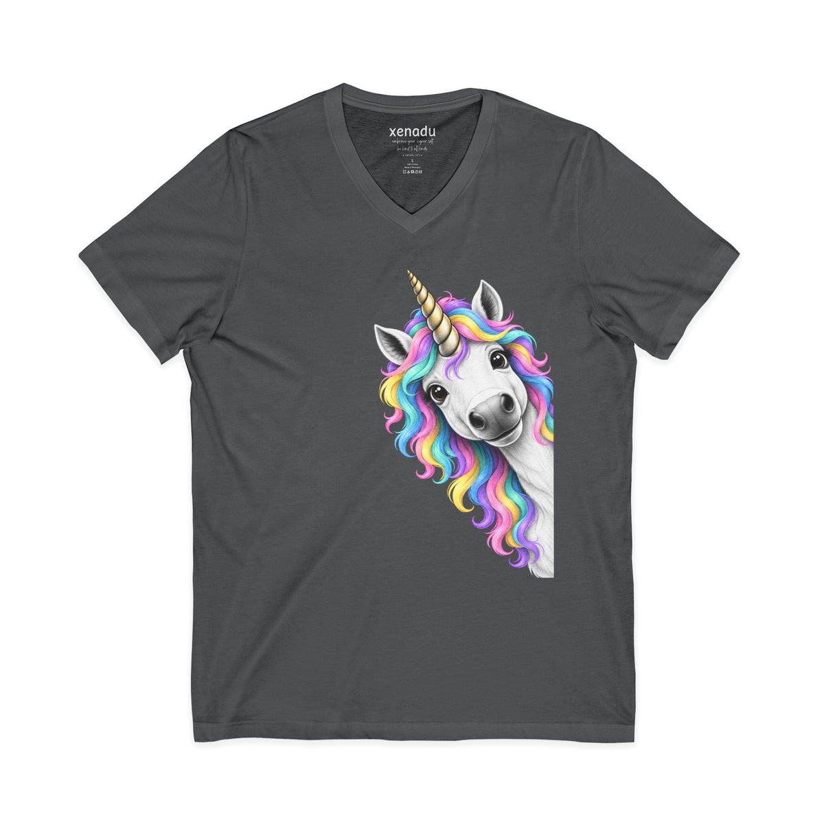 Peeking Unicorn V-Neck Tee Asphalt V-neck