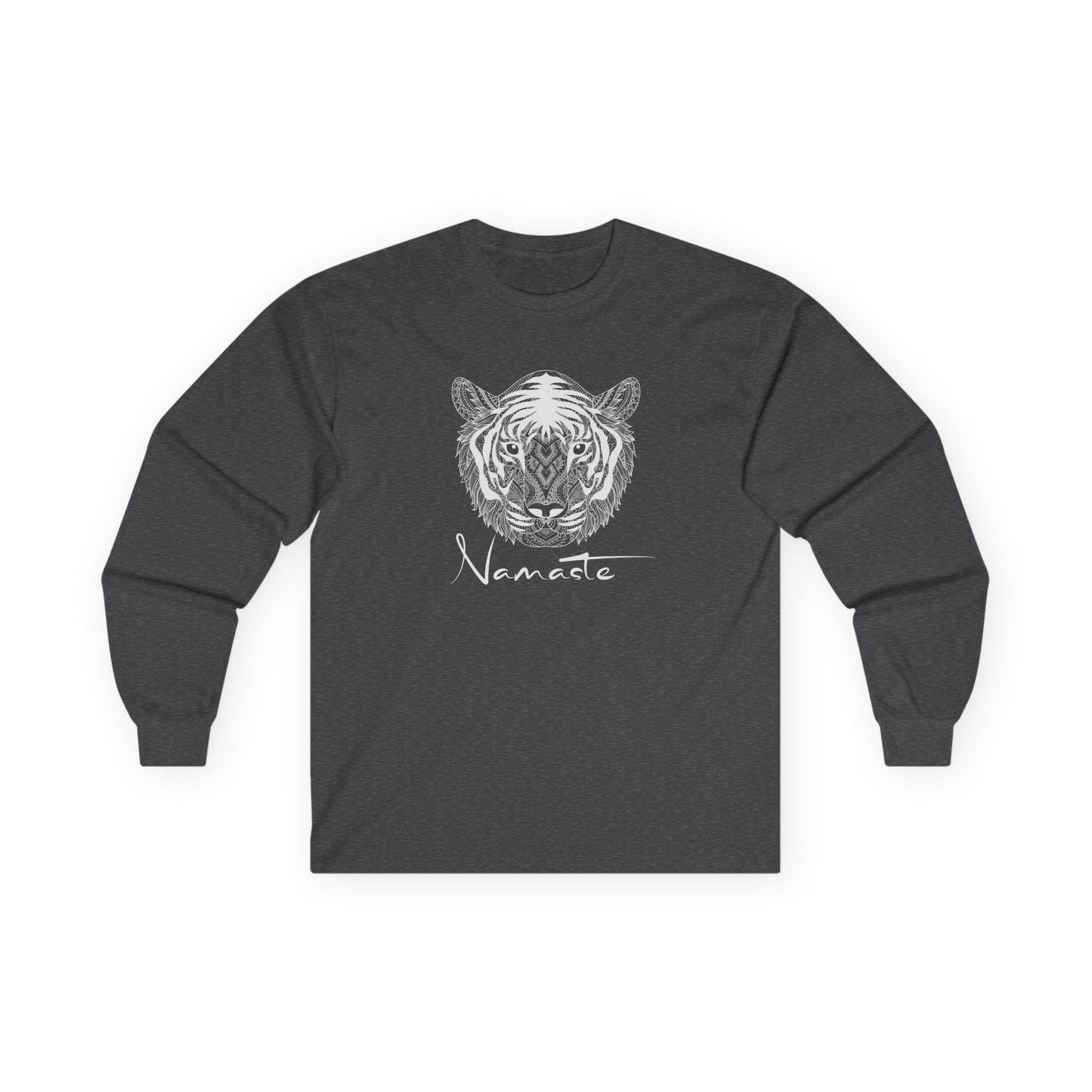 Namaste Tiger Long Sleeve Tee Dark Heather Grey Long-sleeve