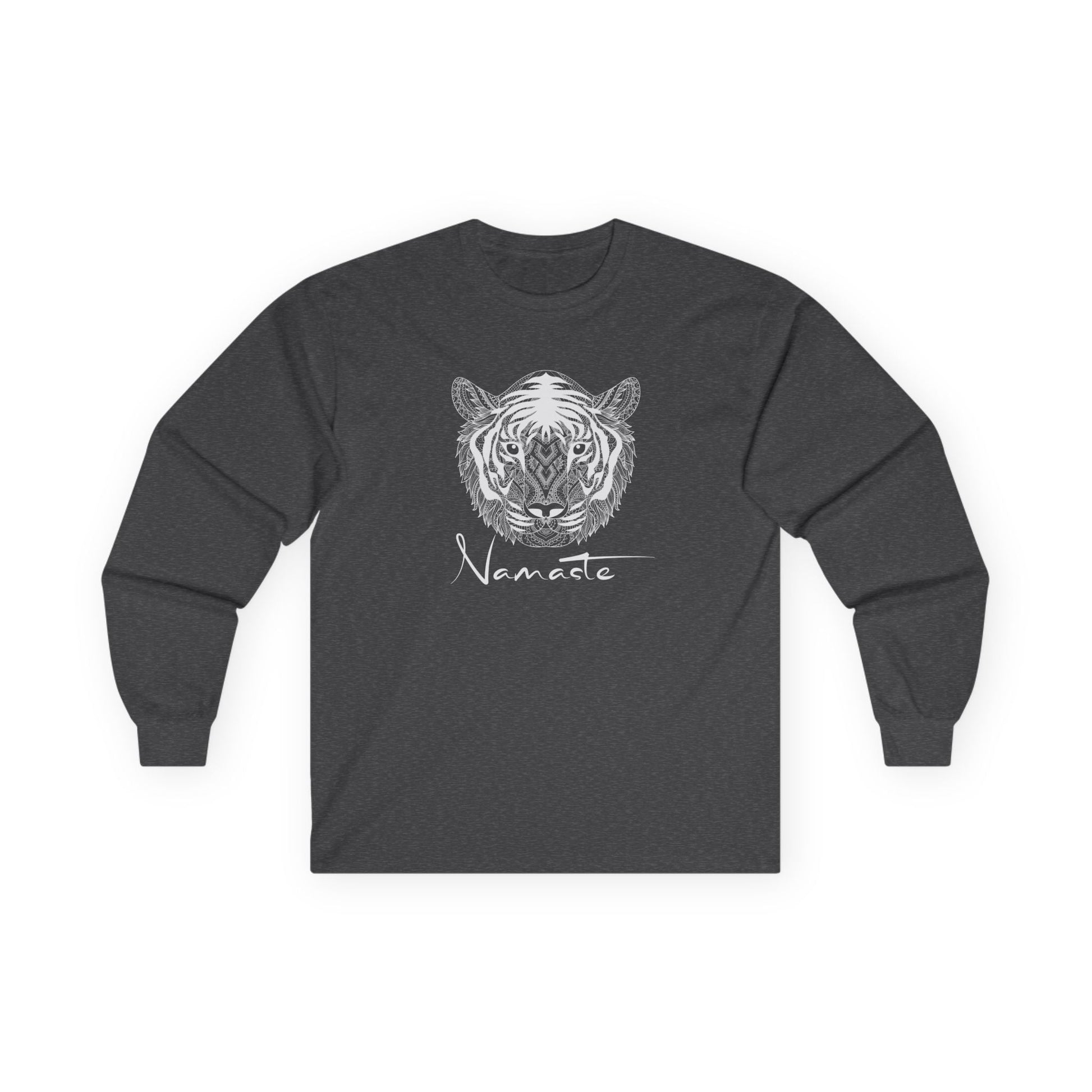 Namaste Tiger Long Sleeve Tee Dark Heather Grey Long-sleeve