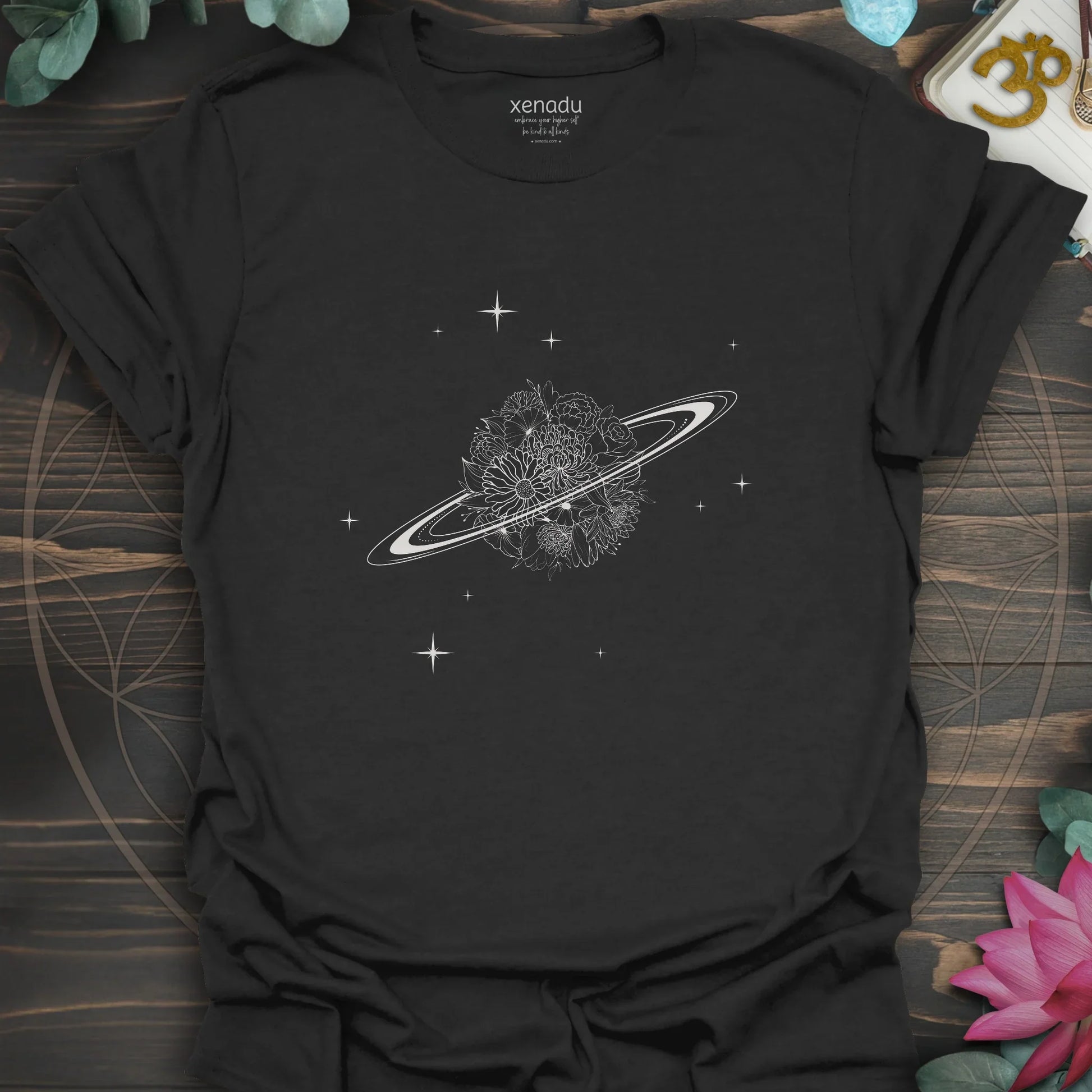 Saturn in Bloom Tee Black T-Shirt