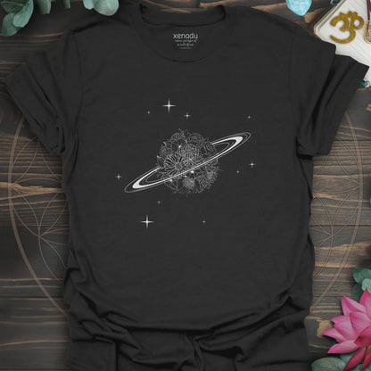 Saturn in Bloom Tee Black T-Shirt