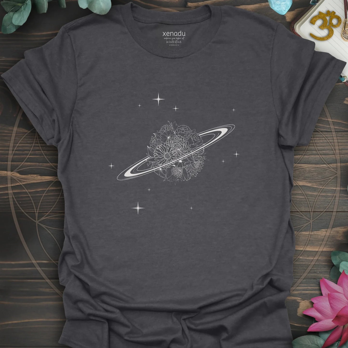 Saturn in Bloom Tee Dark Heather Grey T-Shirt