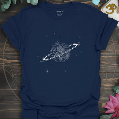 Saturn in Bloom Tee Navy T-Shirt