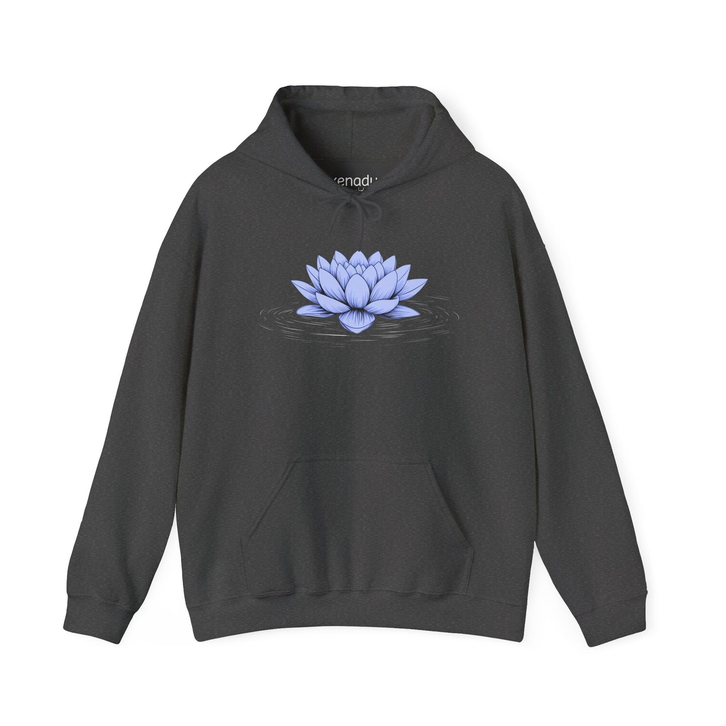 Floating Blue Lotus Hoodie Dark Heather Grey Hoodie