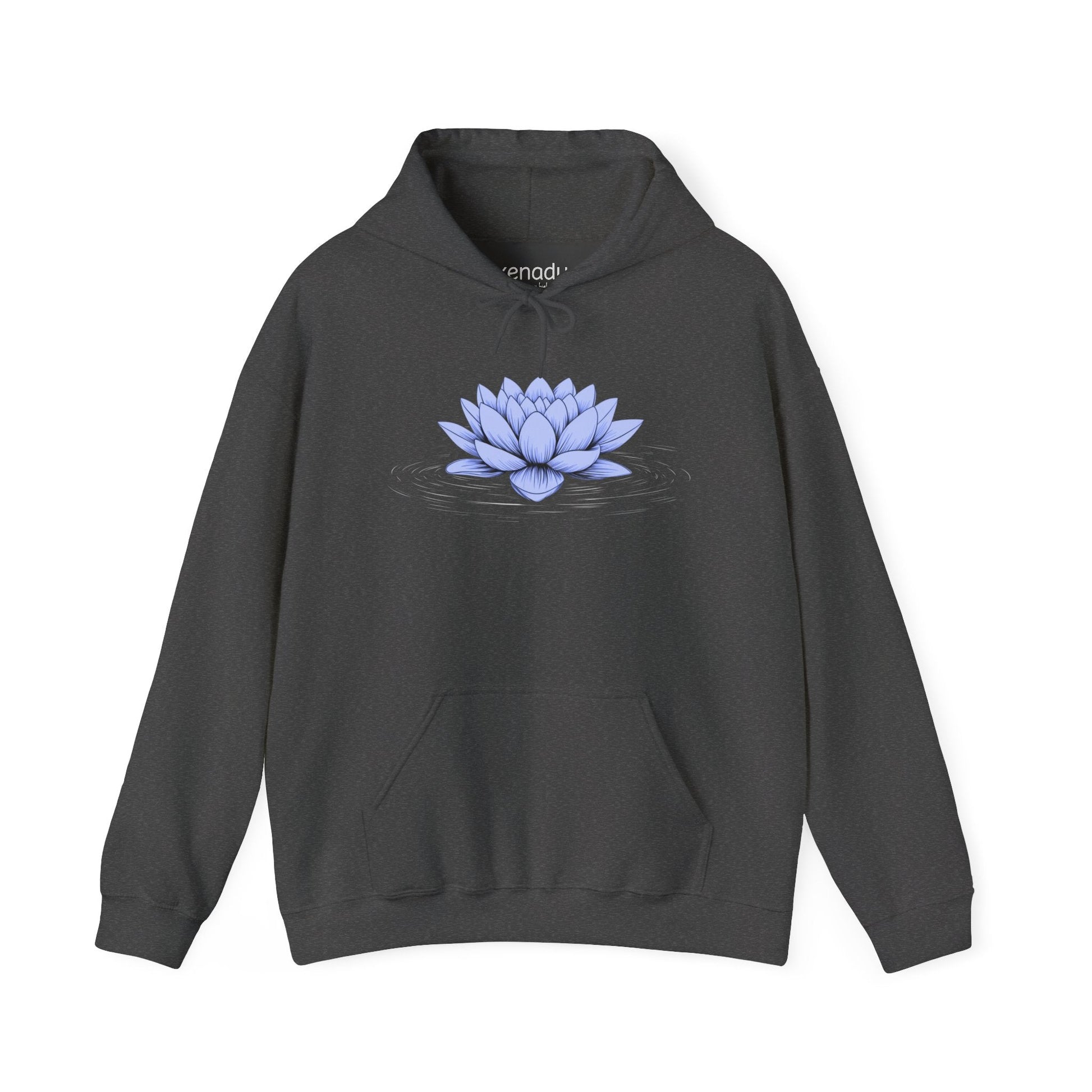 Floating Blue Lotus Hoodie Dark Heather Grey Hoodie
