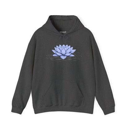 Floating Blue Lotus Hoodie Dark Heather Grey Hoodie