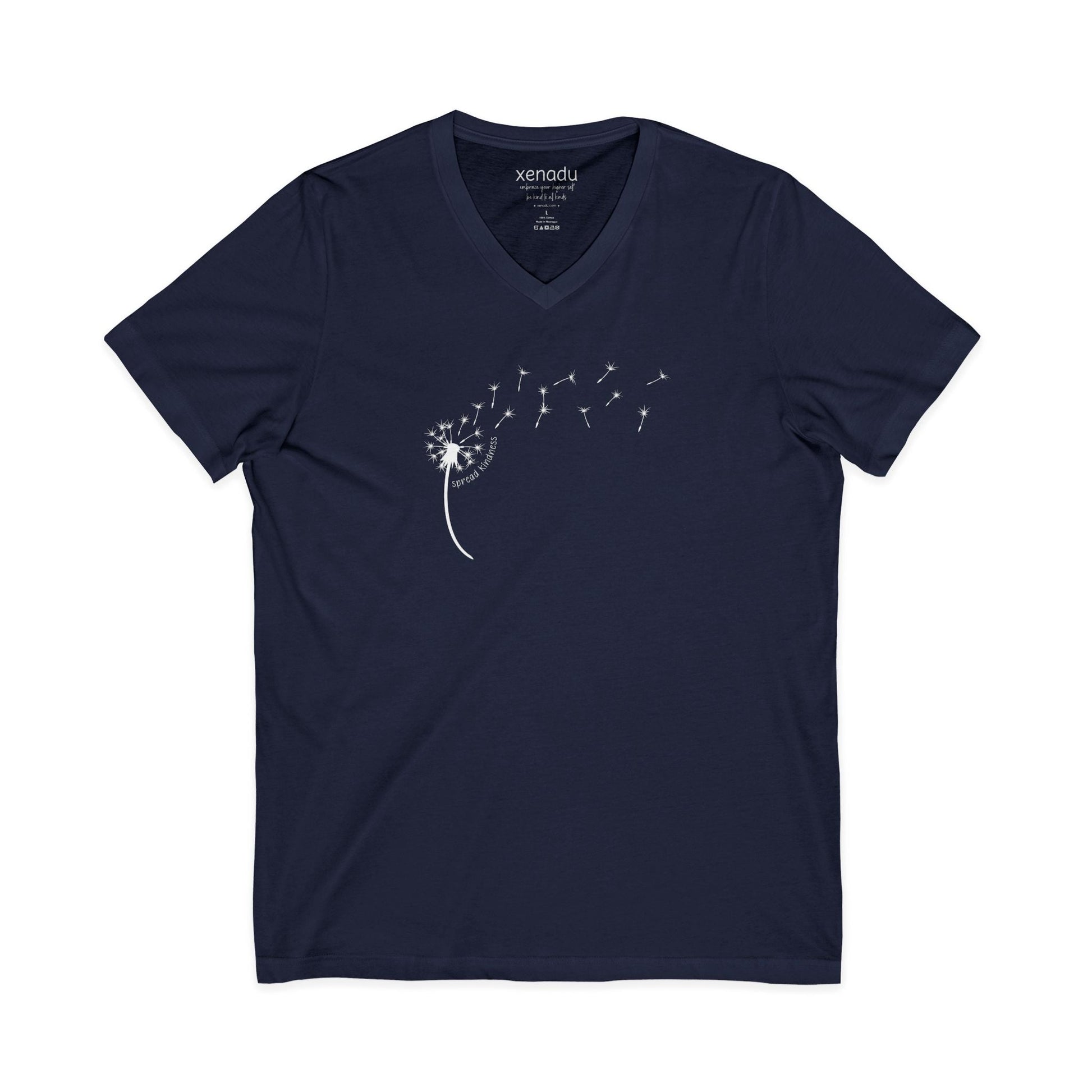 Kindness Dandelion V-Neck Tee Navy V-neck