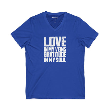 Love In My Veins V-Neck Tee Royal Blue V-neck
