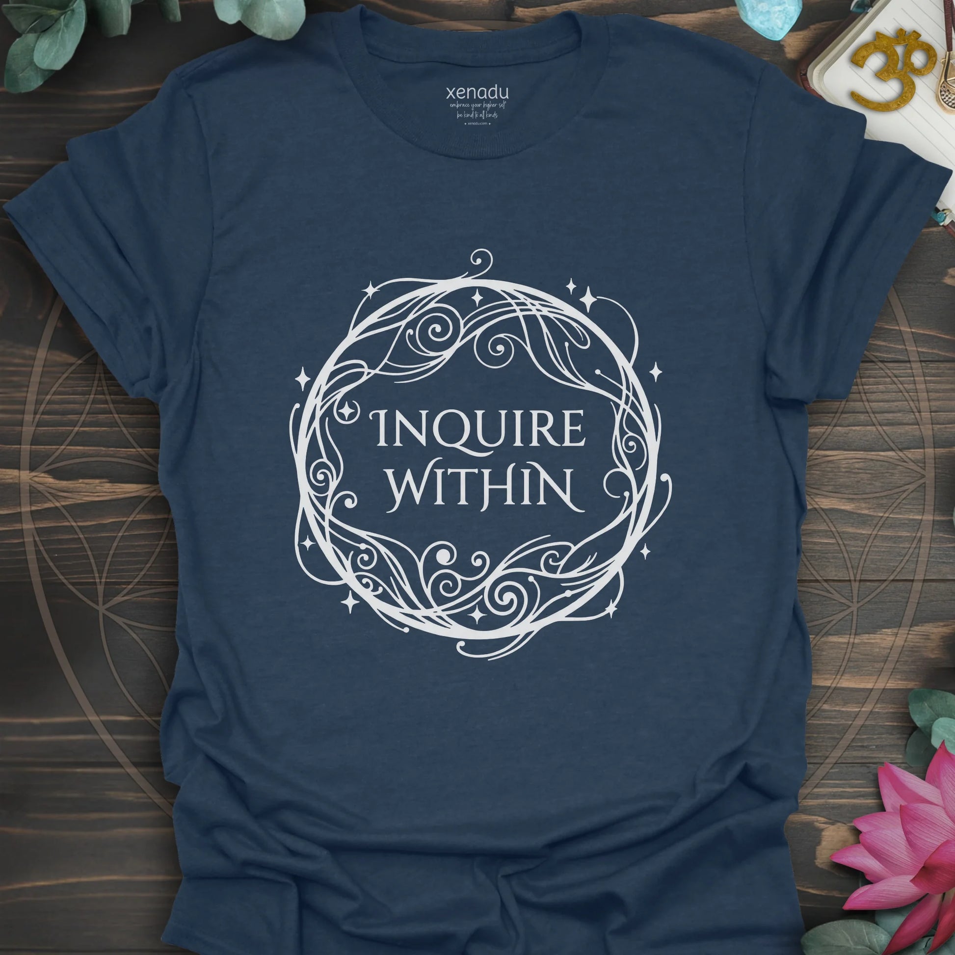 Inquire Within Tee Heather Navy T-Shirt