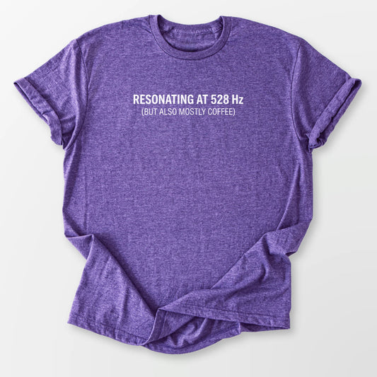 528 Hz and Coffee Tee Heather Purple T-Shirt