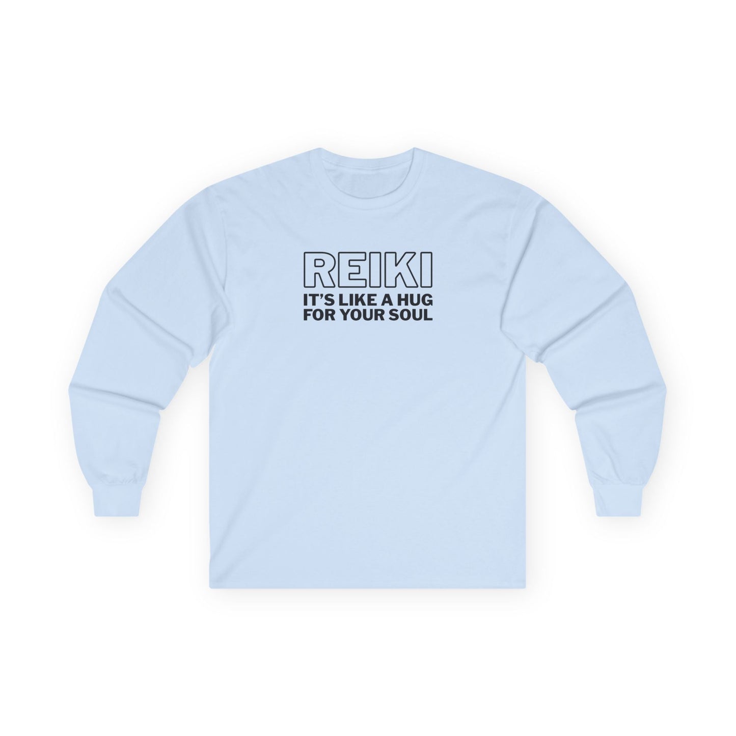 Reiki It's Like a Hug Long Sleeve Tee Light Blue Long-sleeve