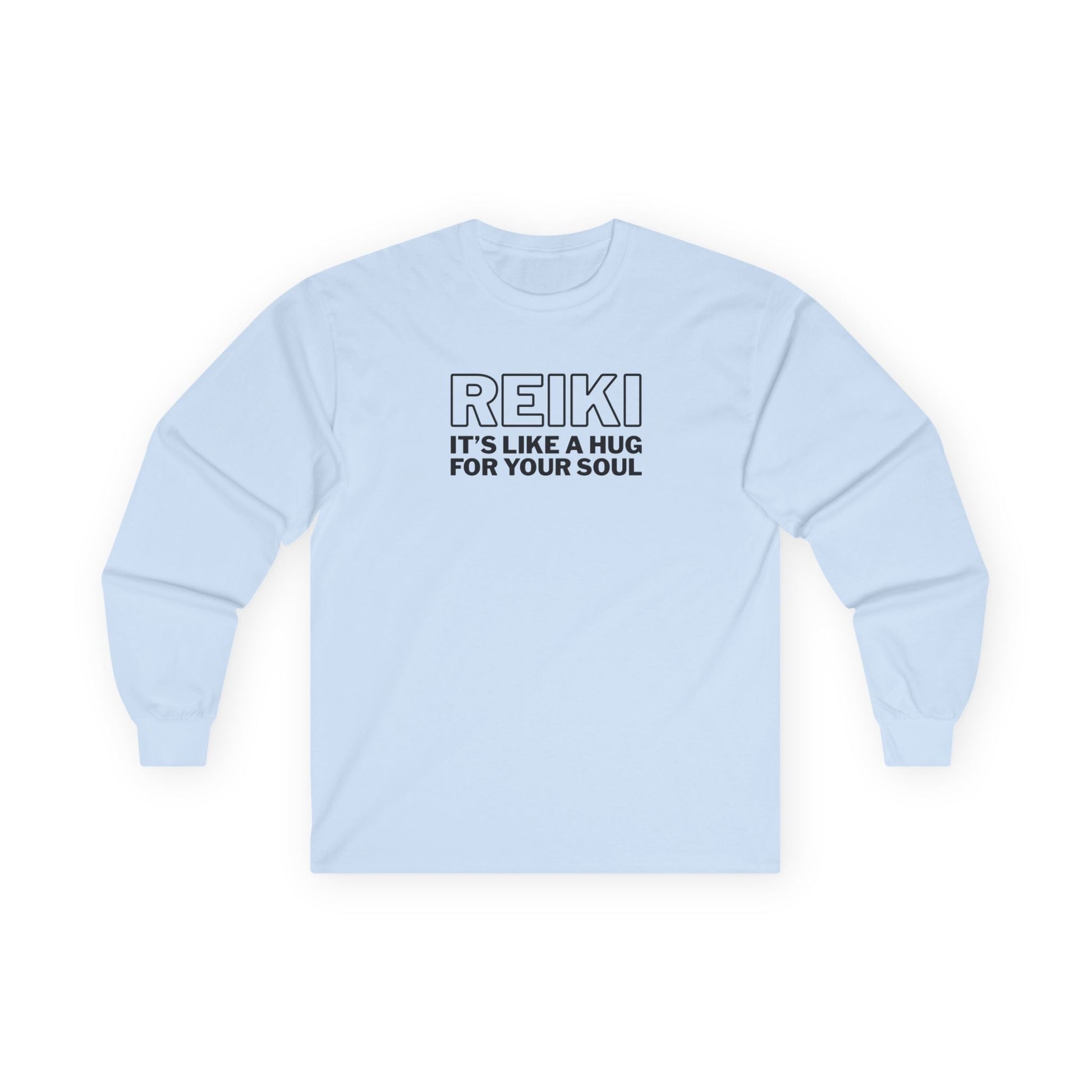 Reiki It's Like a Hug Long Sleeve Tee Light Blue Long-sleeve